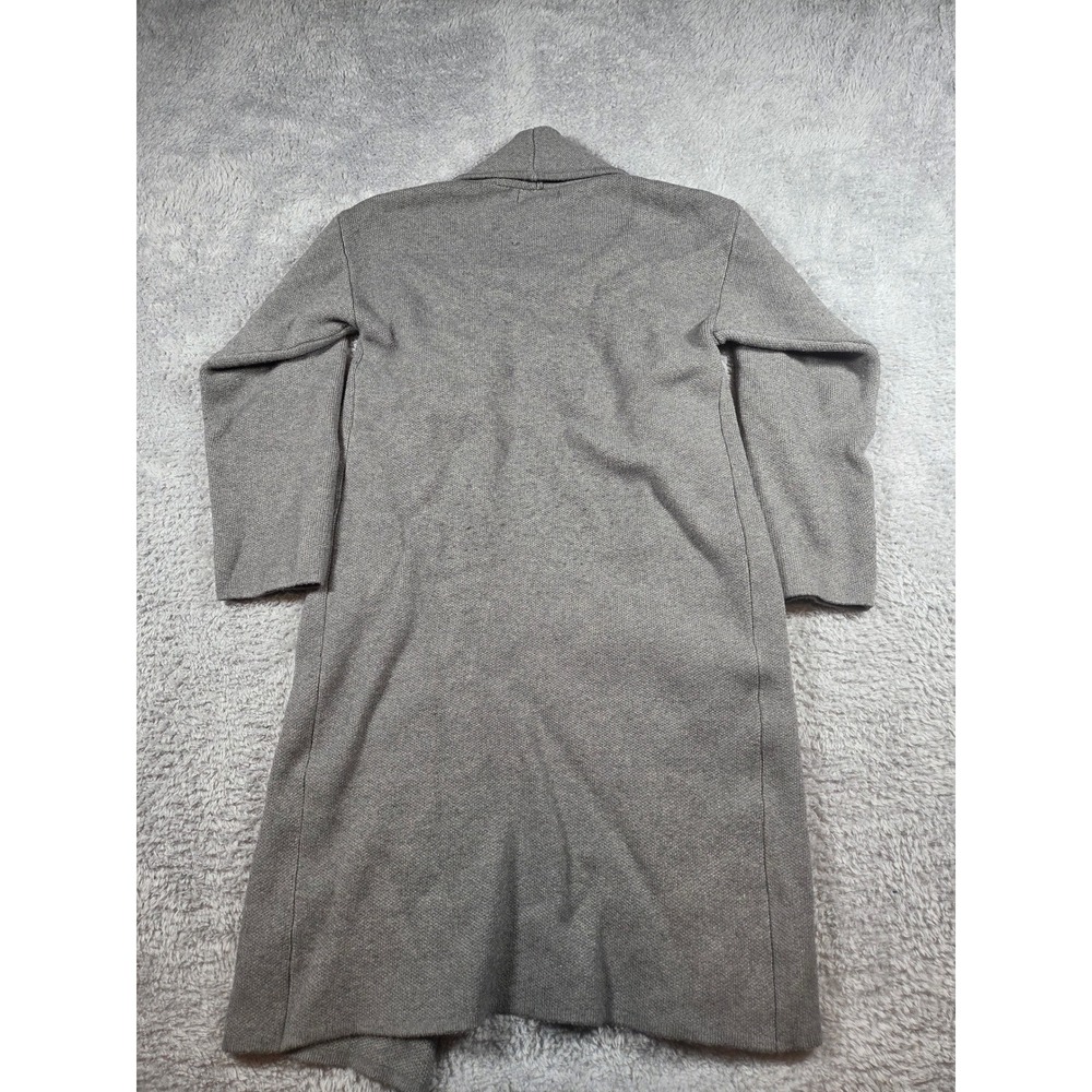 Minimalist Womens Grey Open Front Knit Cardigan Sweater Shawl Cozy Longline Coat - Picture 3 of 8